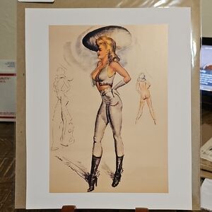 Vintage Style Pin-up Art Print with Woman in Western Style